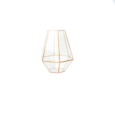 Lanterne HV verre & laiton - 24,5x30cm