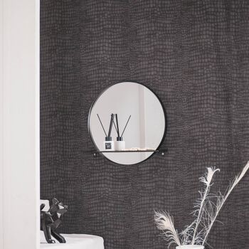 Miroir Rond en Métal HV avec Étagère - Noir - Ø40cm 5