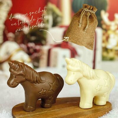 Set de 2 Unicornios de Chocolate | Moldura navideña - Chocolate navideño artesanal Chocodic
