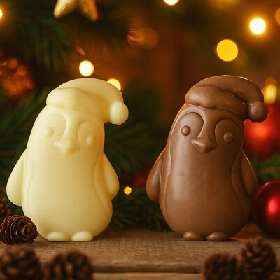 Set de 2 Pingüinos de Chocolate | Molde navideño - Chocolate artesanal navideño Chocodic