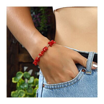 Natural Red Jade Bracelet 925 Sterling Silver