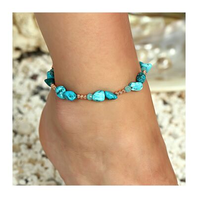 Natural turquoise bangle anklet 925 sterling silver