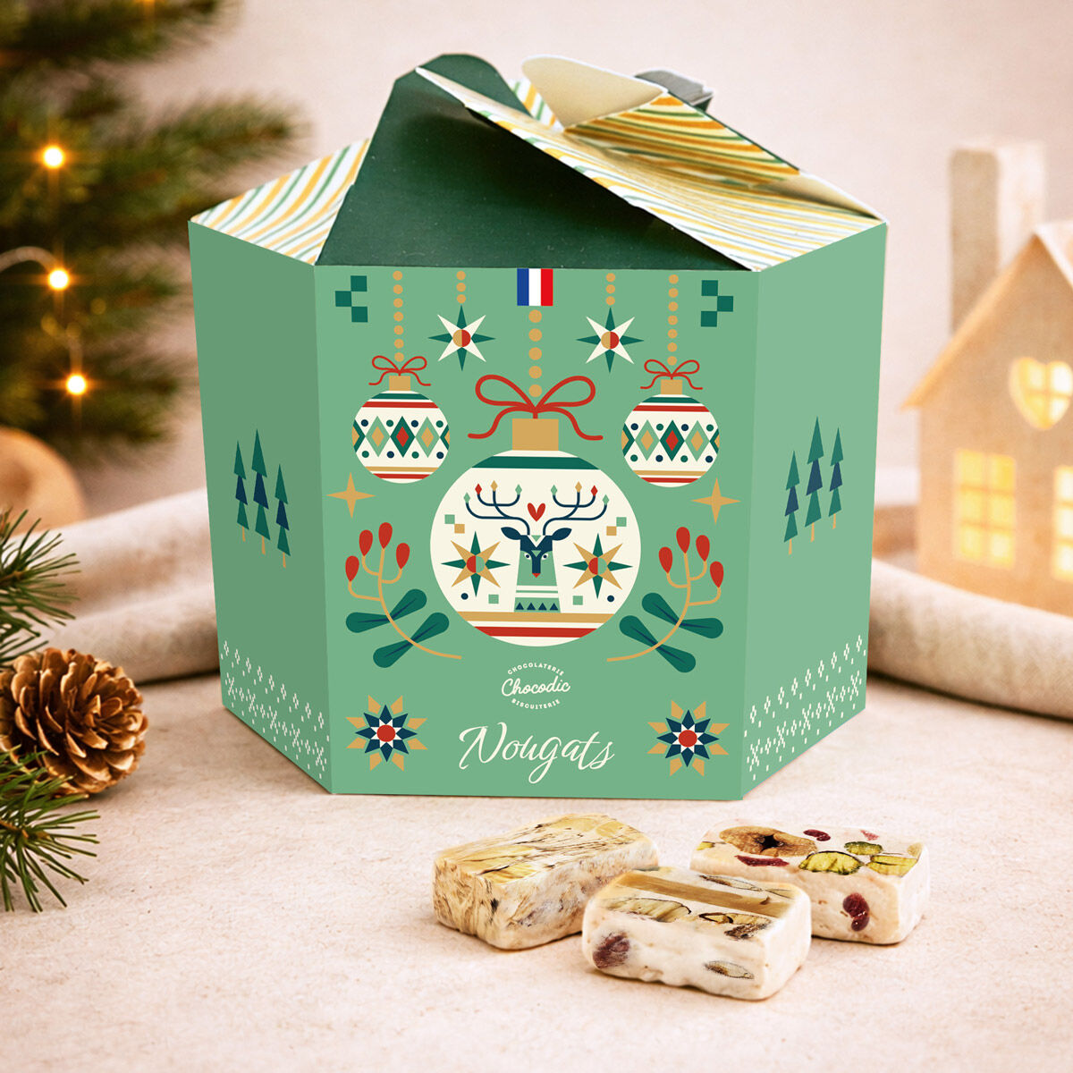 NOUGATS assortment box | christmas molding | Chocodic artisanal Christmas chocolate