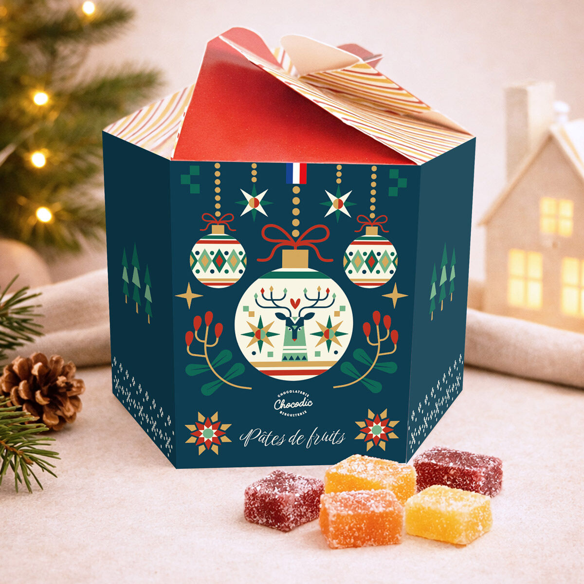 Fruit paste assortment box | christmas molding | Chocodic artisanal Christmas chocolate