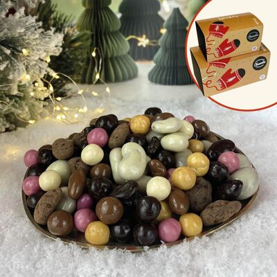 Ballotin Gourmet-Weihnachtsmischung | 220g oder 450g | Weihnachtsform | Schoko-handwerklich hergestellte Weihnachtsschokolade