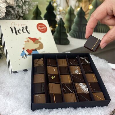 Schachtel mit 100 % Pralinenschokolade | Weihnachtsform | Schoko-handwerklich hergestellte Weihnachtsschokolade
