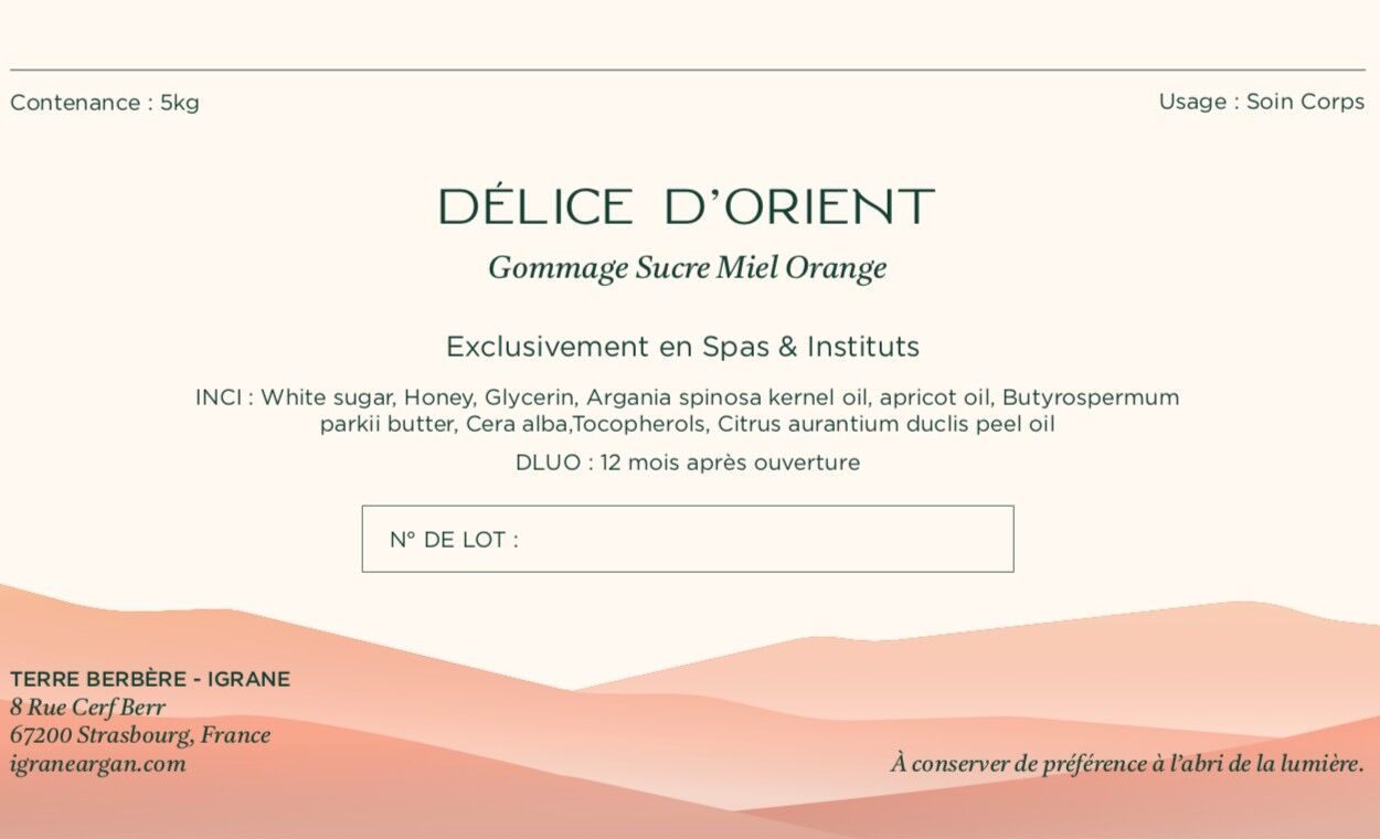 Gommage Sucre Miel Orange 5KG "DELICE D'ORIENT"