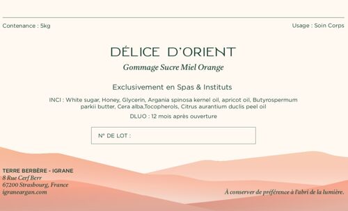 Gommage Sucre Miel Orange 5KG "DELICE D'ORIENT"