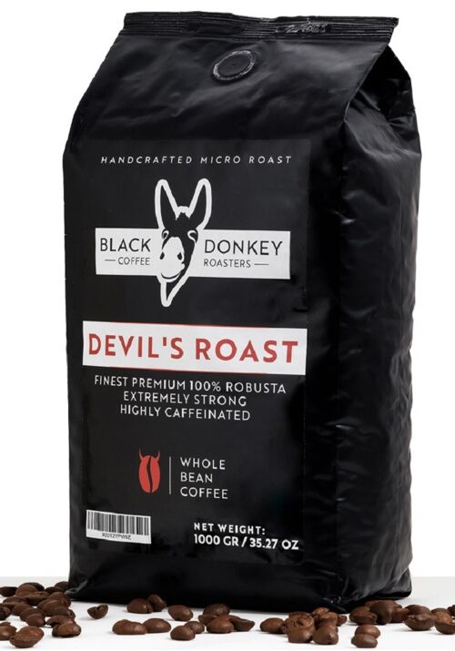 Roasted Whole Coffee Beans 1Kg (DEVIL'S ROAST - EXTRA STRONG)