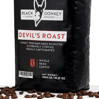 Grains de café entiers torréfiés 1Kg (DEVIL'S ROAST - EXTRA STRONG)