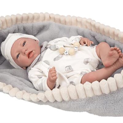 DOLL REBORN ERIK 40 CM INCL. BLANKET AND SOOTHER CHAIN