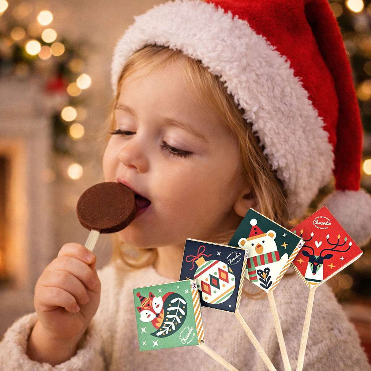 CHOCODIC - Chocolate lollipops with spreadable interior - ARTISANAL AND FRENCH CHRISTMAS CHOCOLATE