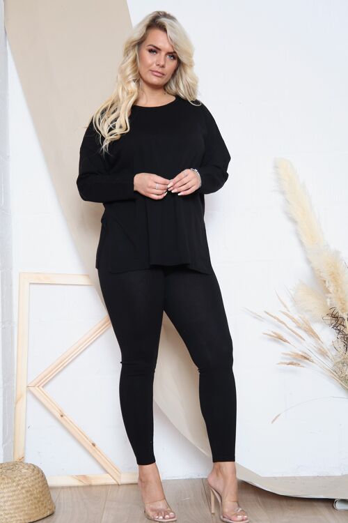 Black comfortable loungewear with fitted trousers