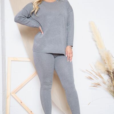 Grey comfortable loungewear with fitted trousers