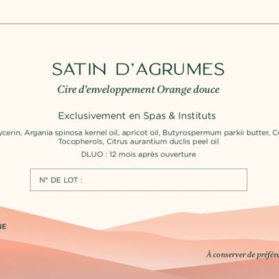 SATIN D'AGRUMES Cire d'enveloppement Orange douce 5 KG (FORMAT CABINE) SOIN CORPS