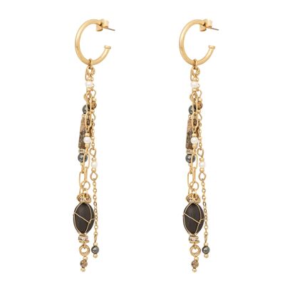 Bibi Bijoux Gold Wrapped Bead & Charm Drop Chain Earrings