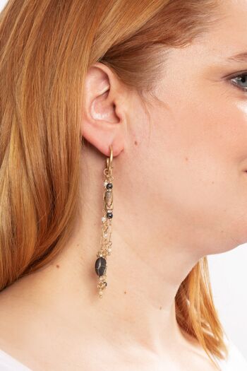 Bibi Bijoux Boucles d'oreilles dorées à perles et breloques 2