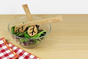 Kit couverts à salade Du bout des branches, Du bout des feuilles, Ginkgo - (made in France) en bois de Hêtre massif huilé 6