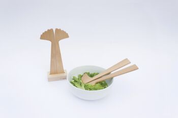 Kit couverts à salade Du bout des branches, Du bout des feuilles, Ginkgo - (made in France) en bois de Hêtre massif huilé 15