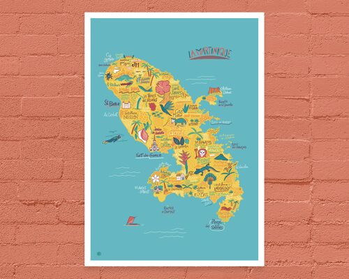 Carte de la Martinique / A4 - 21 x 29,7 cm