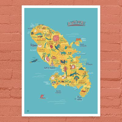 Martinique Map / A4 - 21 x 29.7 cm