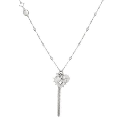 Bibi Bijoux Silberne „Hingabe“-Halskette mit Herz und Quaste