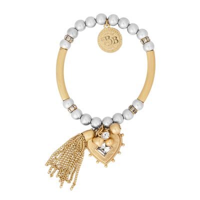 Bibi Bijoux Gold 'Devotion' Heart & Tassel Ball Bracelet