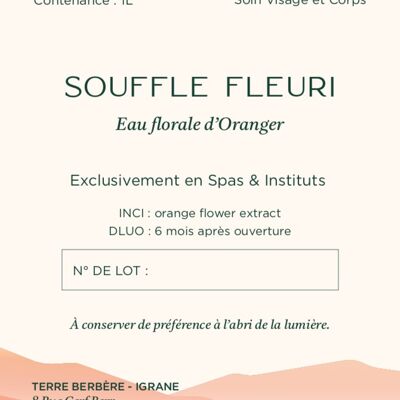 SOUFFLE FLEURI Eau Florale d'Oranger 1L-Format SPA