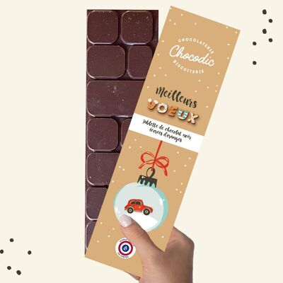 TABLETTE DE CHOCOLAT NOIR 73% DE CACAO ECORCE D ORANGE | moulage de noël | Chocolat de Noel artisanal Chocodic
