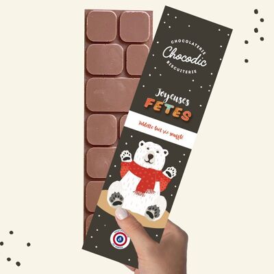 BARRA DE CHOCOLATE CON LECHE CON HOJALDRE DE ARROZ | molduras navideñas | Chocodic chocolate artesanal de Navidad