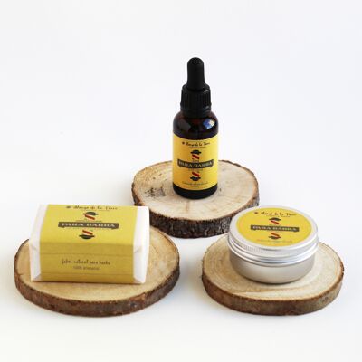 Pack Bartöl+Balsam+Seife klassischer Duft