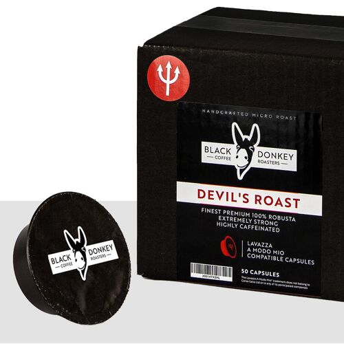 50 Capsules Compatible with Lavazza A Modo Mio Machines (DEVIL'S ROAST - EXTRA STRONG)