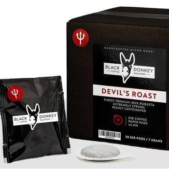 50 dosettes de café en papier ESE 44 mm (DEVIL'S ROAST - EXTRA STRONG) 1
