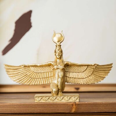 Goldene Göttin Isis, moderne Skulptur für Heimtextilien