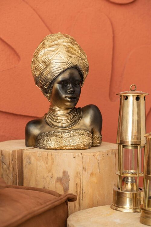 True African Beauty Gold&Black, Modern Sculpture for Home Decoration