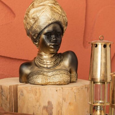 True African Beauty Gold&Black, Modern Sculpture for Home Decoration