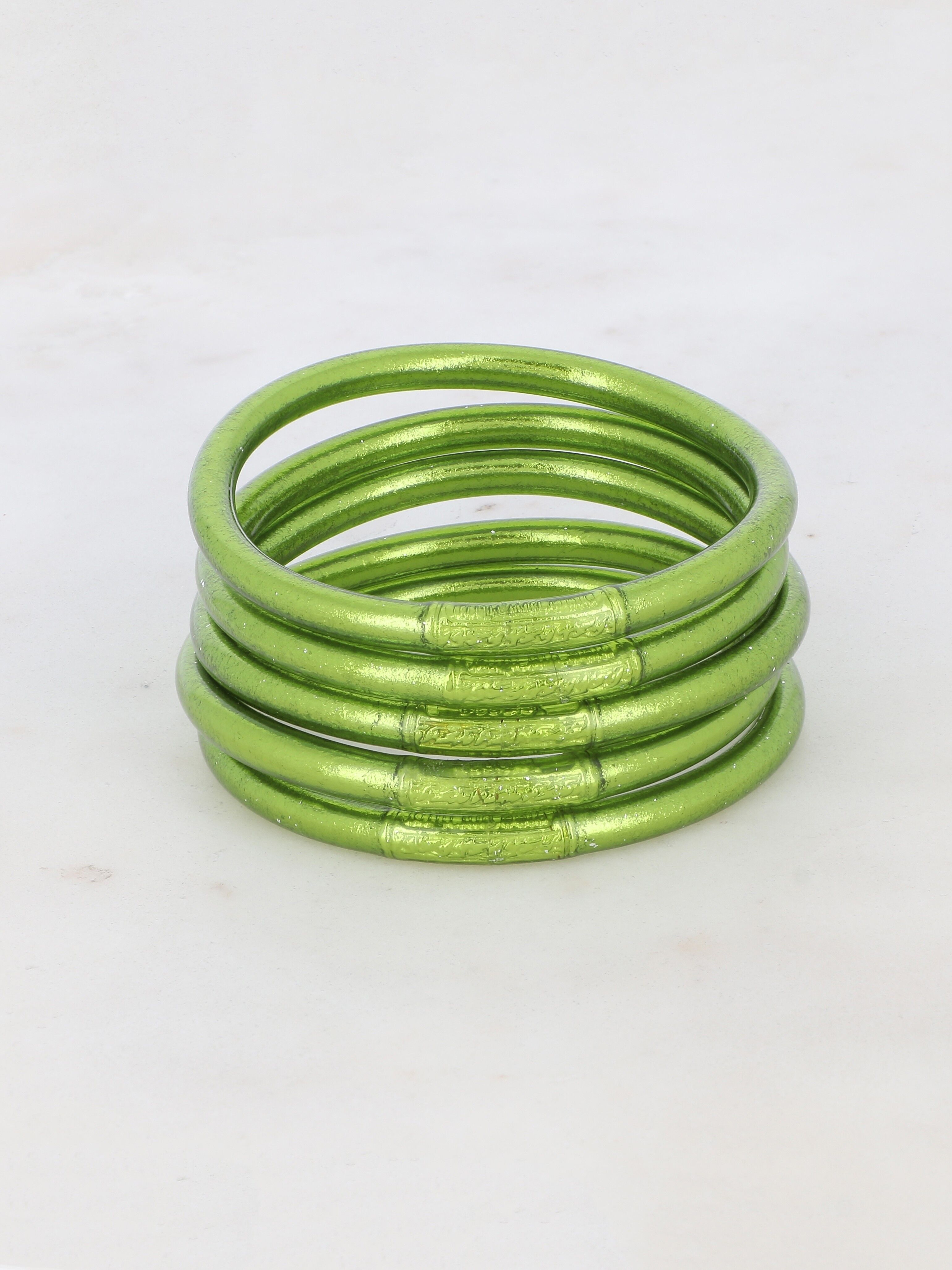 Bracciale rigido buddista spesso con mantra taglia L - Oliva