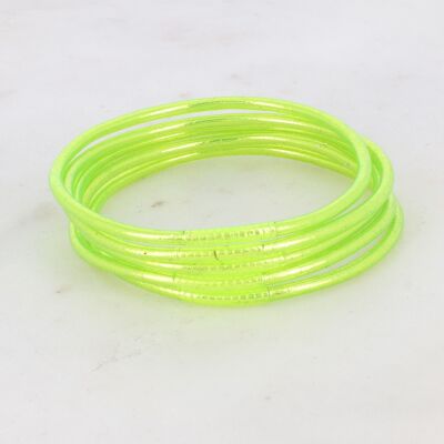 Bracciale rigido buddista sottile senza mantra taglia L - Anice neon