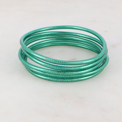 Fine Buddhist bangle without mantra size L - Duck blue