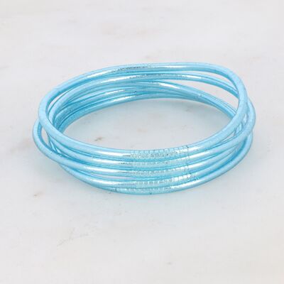 Bracciale rigido buddista sottile senza mantra taglia M - Azzurro