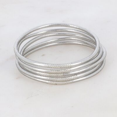 Brazalete budista fino sin mantra talla S - Plata oscura