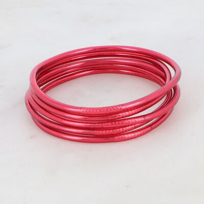 Bracciale rigido buddista sottile senza mantra taglia M - Rosso scuro