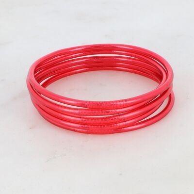 Bracciale rigido buddista sottile senza mantra taglia XS - Rosso brillante