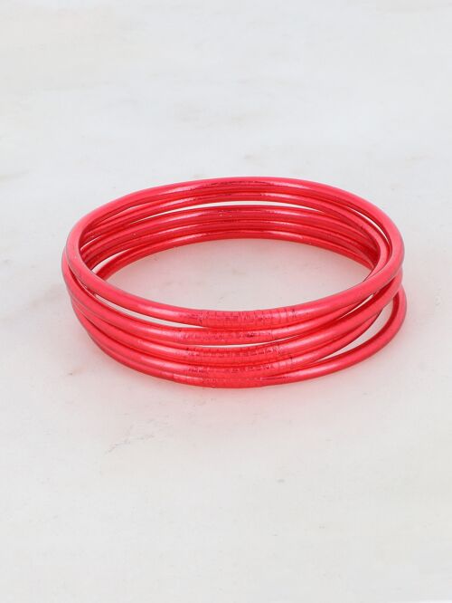 Jonc Bouddhiste fin sans mantra taille XL - Rouge vif