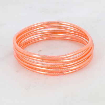 Bracciale rigido buddista sottile senza mantra taglia XS - Salmone