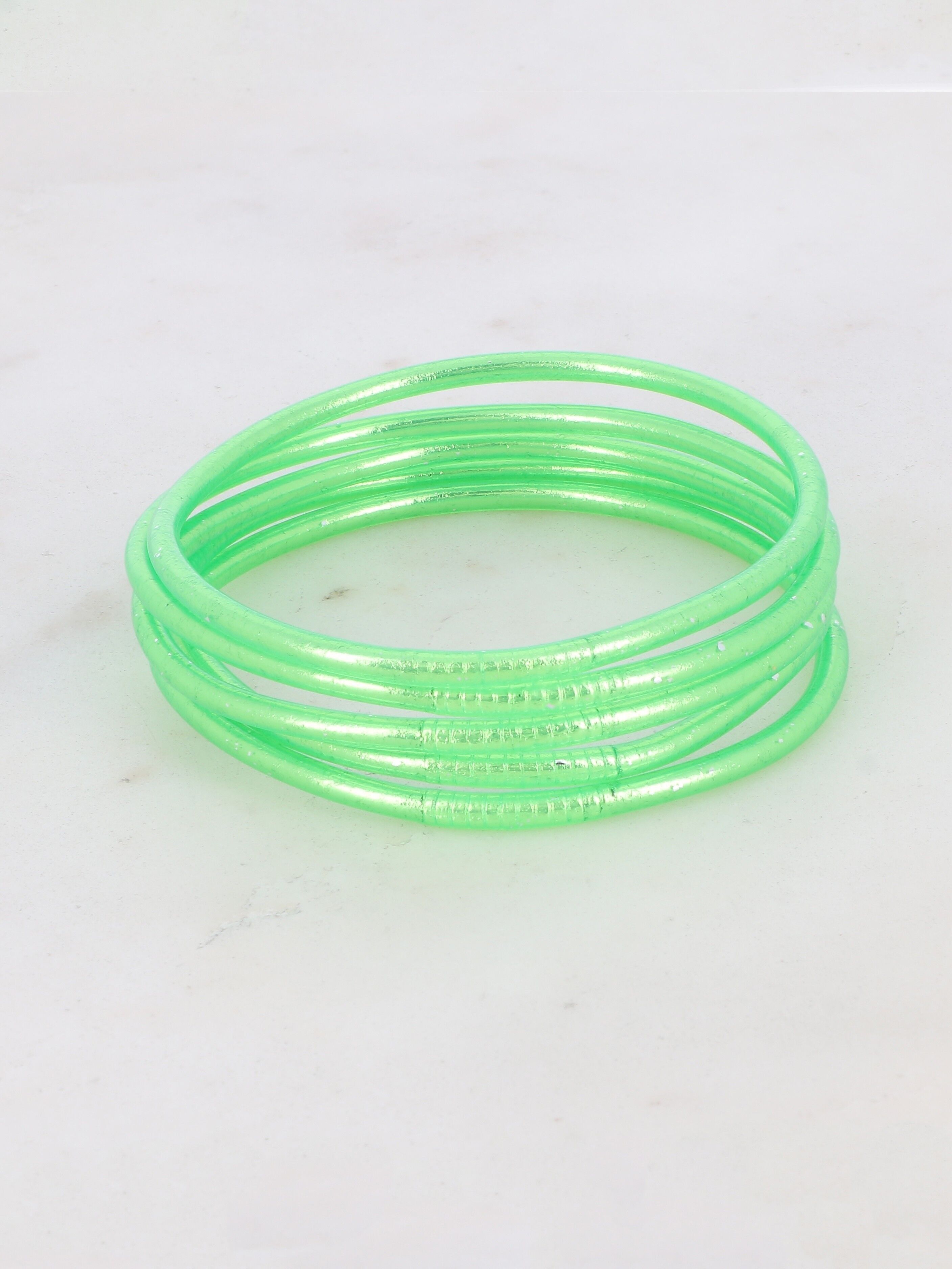 Bracciale rigido buddista sottile senza mantra taglia L - Verde neon