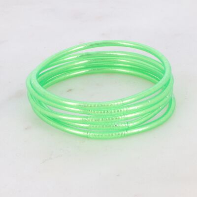 Raffinato braccialetto buddista senza mantra taglia XL - Verde neon