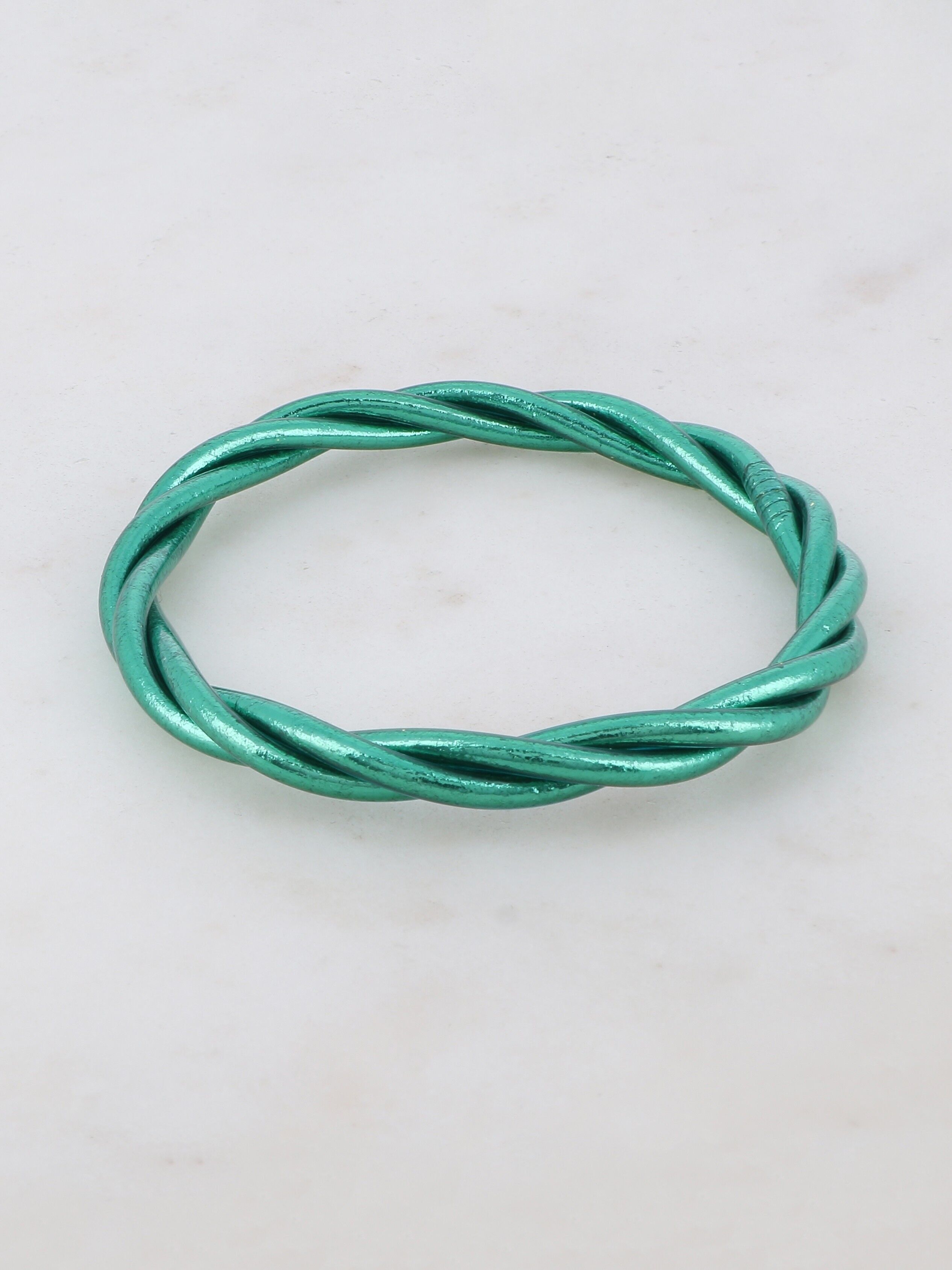 Bracciale rigido buddista attorcigliato taglia S - Blu anatra