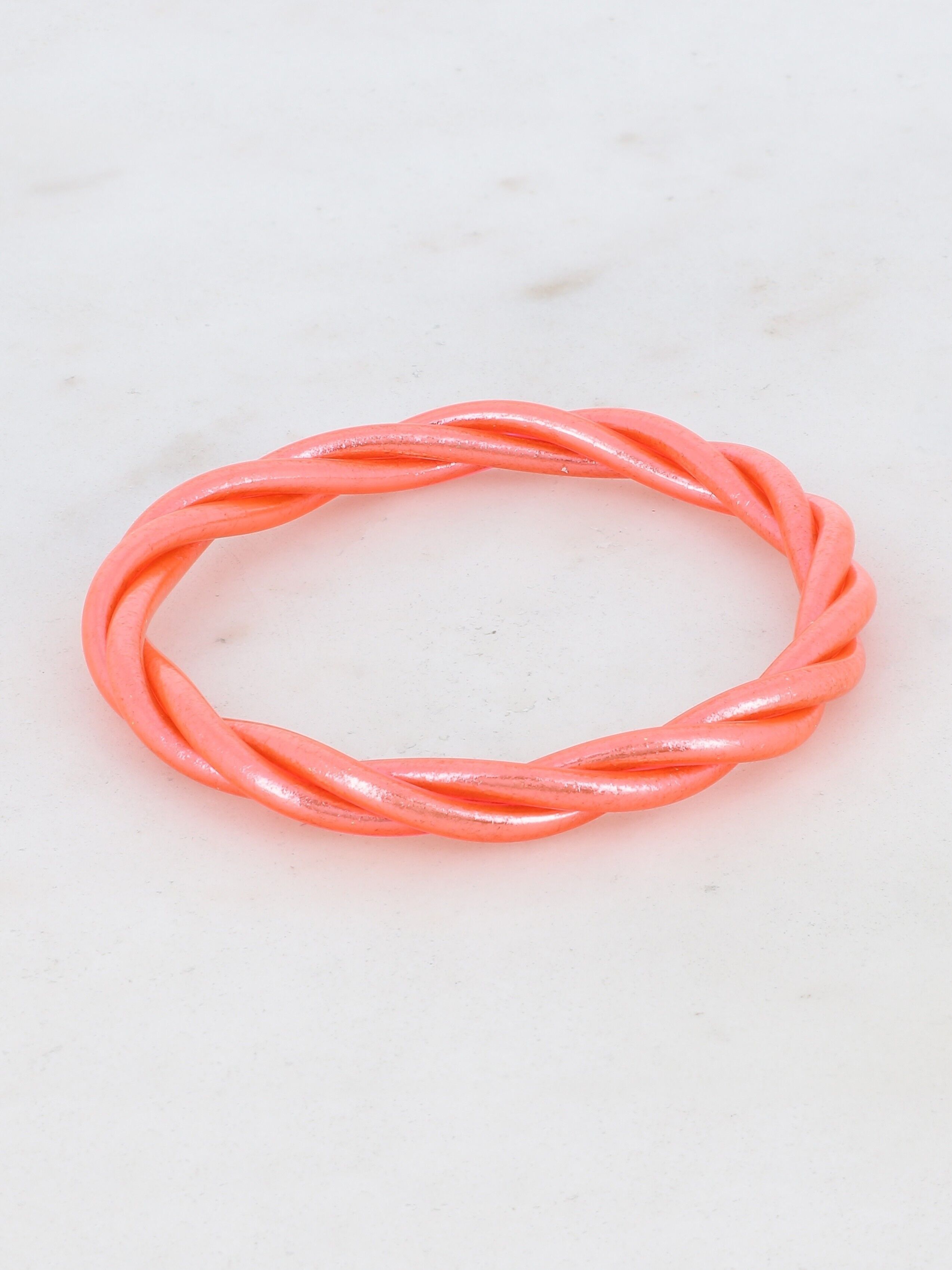 Bracciale rigido buddista attorcigliato taglia XL - Corallo