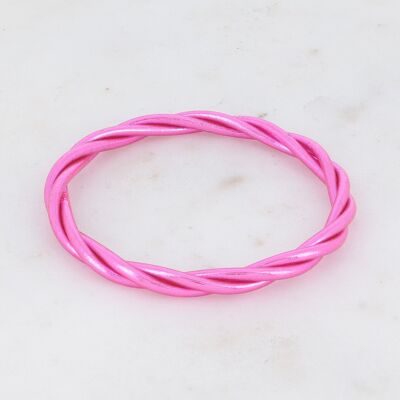 Bracciale rigido buddista attorcigliato taglia L - Fucsia